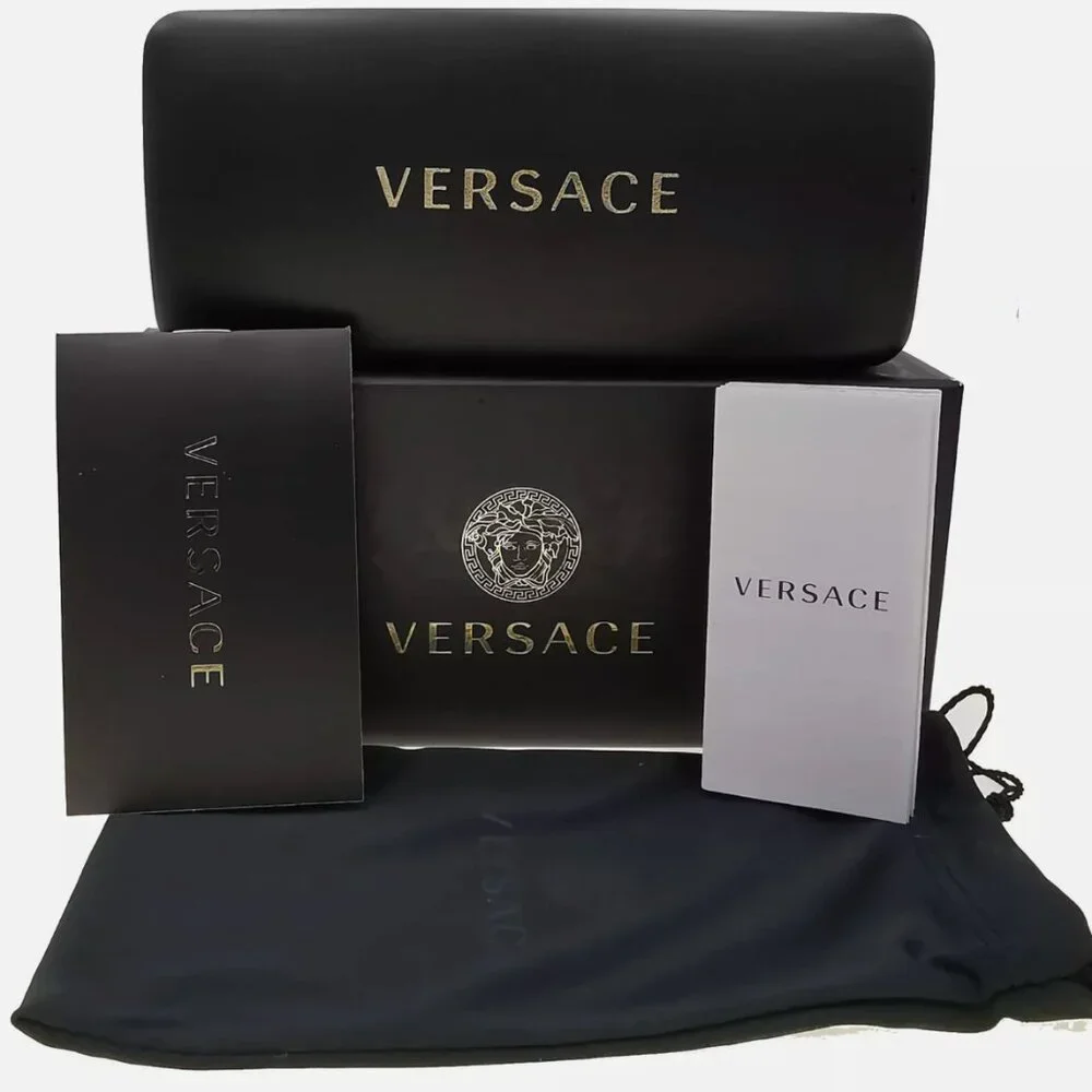 New Versace Polarized Black Logo Mens Gold Sunglasses